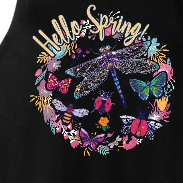 Hello Spring Floral Bugs Ladies Tri-Blend Wicking Tank