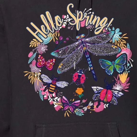 Hello Spring Floral Bugs Premium Hoodie