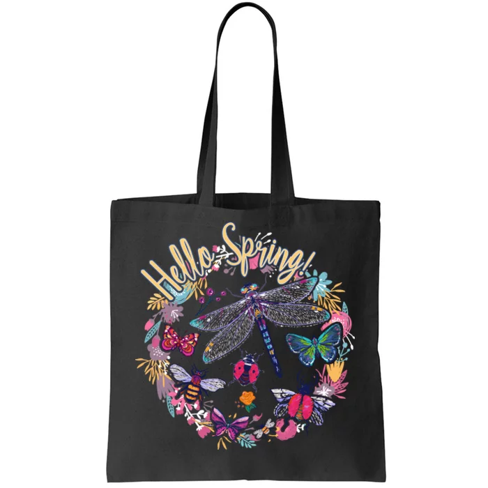 Hello Spring Floral Bugs Tote Bag