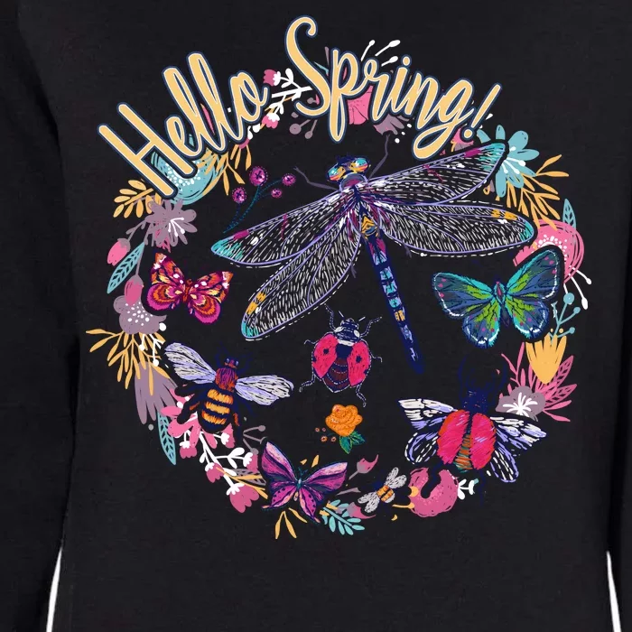 Hello Spring Floral Bugs Womens California Wash Sweatshirt