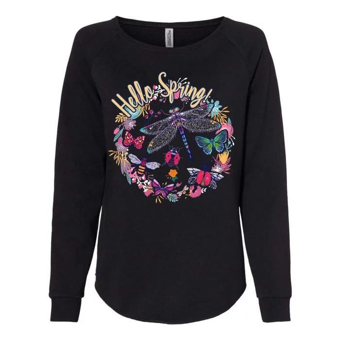 Hello Spring Floral Bugs Womens California Wash Sweatshirt