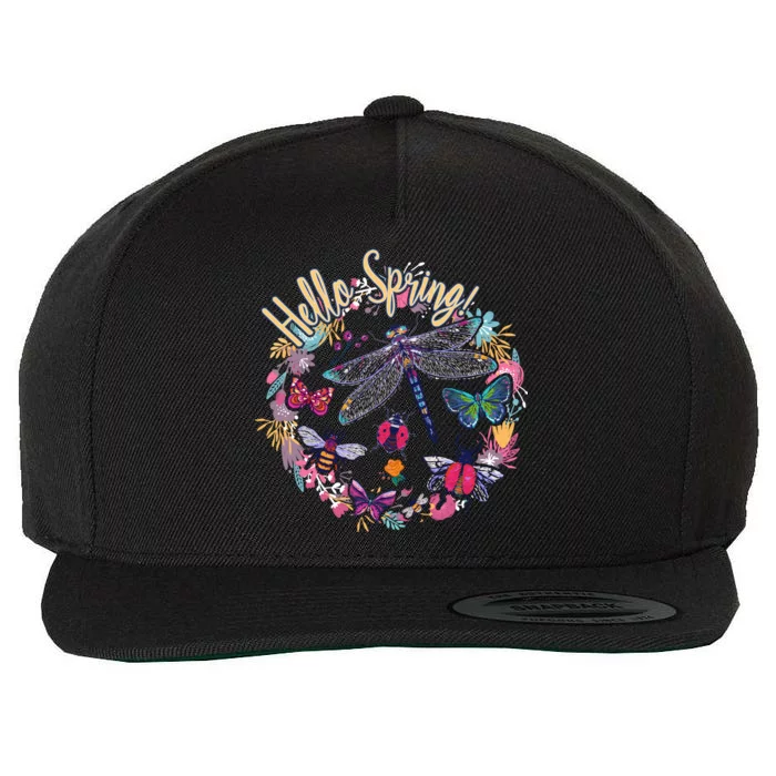 Hello Spring Floral Bugs Wool Snapback Cap