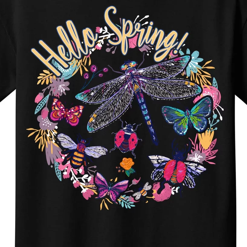 Hello Spring Floral Bugs Kids T-Shirt