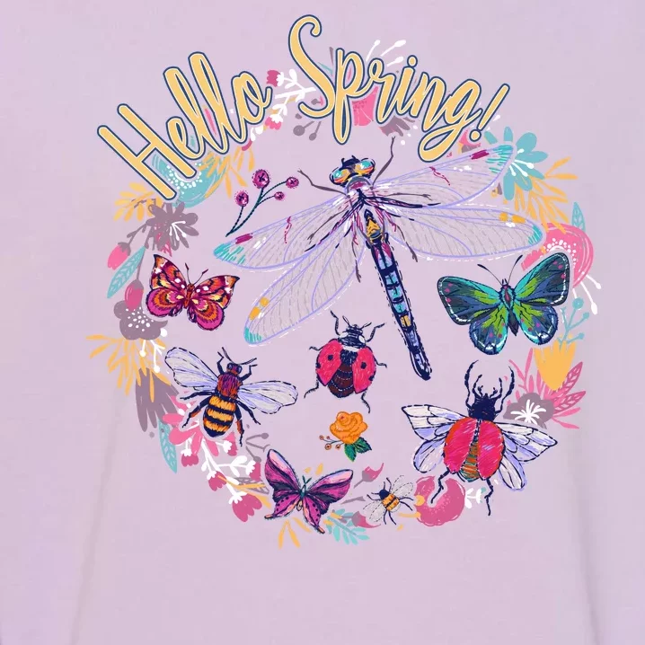 Hello Spring Floral Bugs Garment-Dyed Sweatshirt