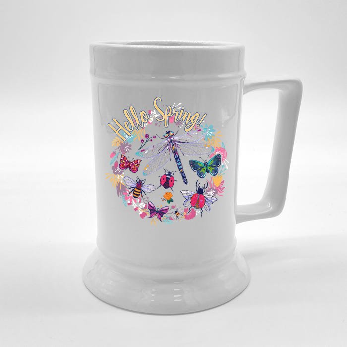 Hello Spring Floral Bugs Front & Back Beer Stein