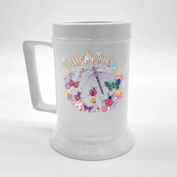 Hello Spring Floral Bugs Front & Back Beer Stein