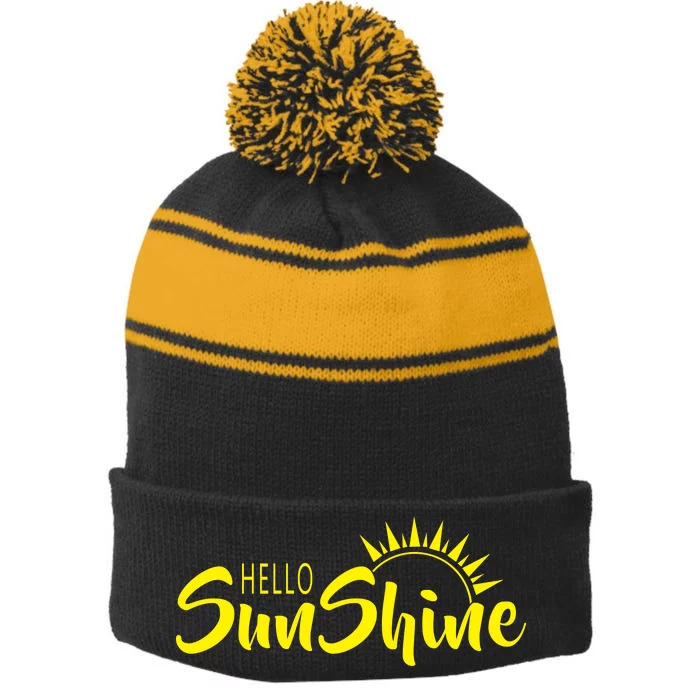 Hello Sunshine Stripe Pom Pom Beanie