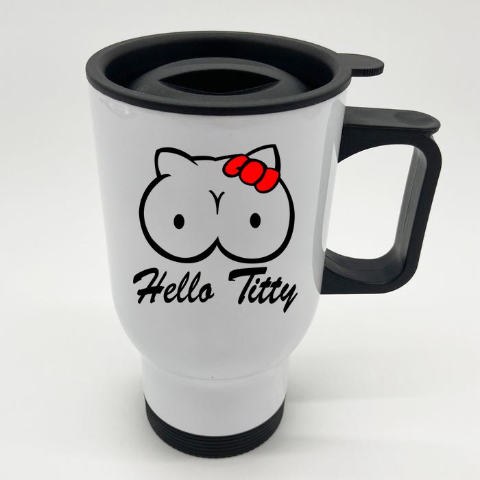 Hello Titty Front & Back Stainless Steel Travel Mug