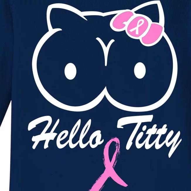 Hello Titty Breast Cancer Baby Long Sleeve Bodysuit