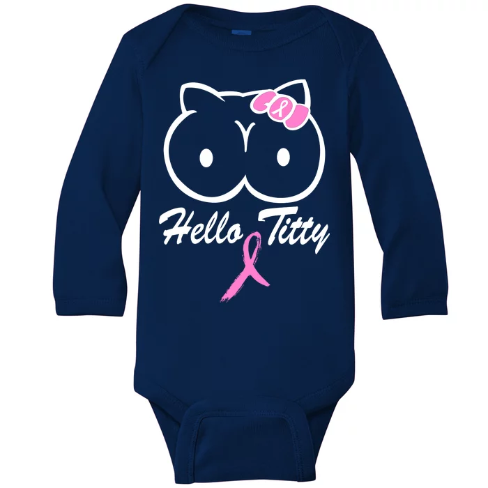 Hello Titty Breast Cancer Baby Long Sleeve Bodysuit