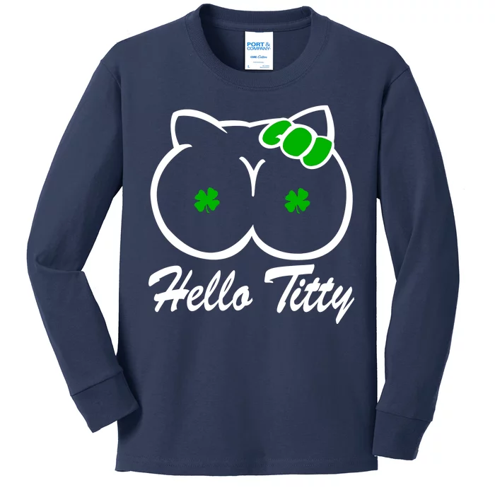 Hello Titty Irish Clover Kids Long Sleeve Shirt