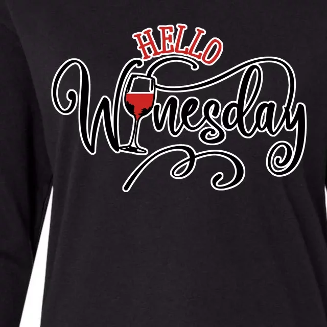 Hello Wednesday Wine Womens Cotton Relaxed Long Sleeve T-Shirt