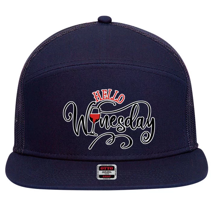 Hello Wednesday Wine 7 Panel Mesh Trucker Snapback Hat