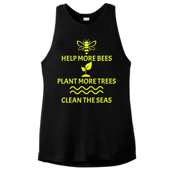 Help Bees Plant Trees Clean The Seas Ladies Tri-Blend Wicking Tank