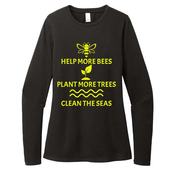 Help Bees Plant Trees Clean The Seas Womens CVC Long Sleeve Shirt