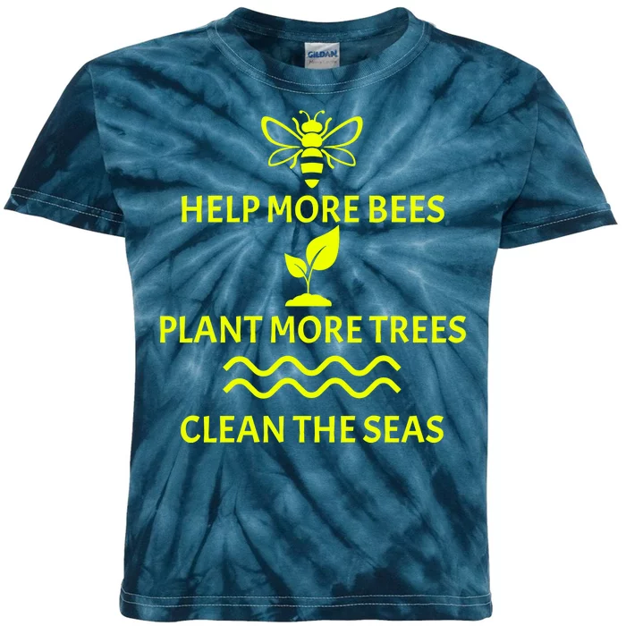 Help Bees Plant Trees Clean The Seas Kids Tie-Dye T-Shirt