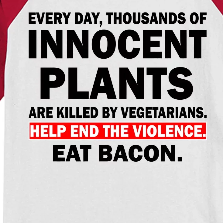 Help End The Violence Eat Bacon Kids Colorblock Raglan Jersey