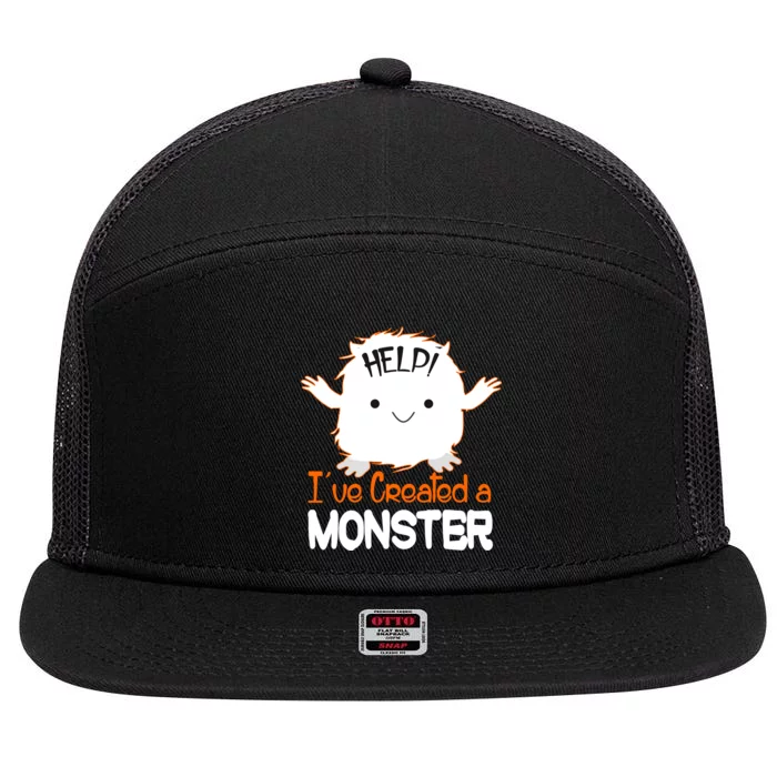 Help I've Created a Monster Funny Halloween 7 Panel Mesh Trucker Snapback Hat