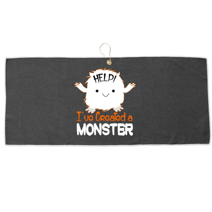 Help I've Created a Monster Funny Halloween Large Microfiber Waffle Golf Towel