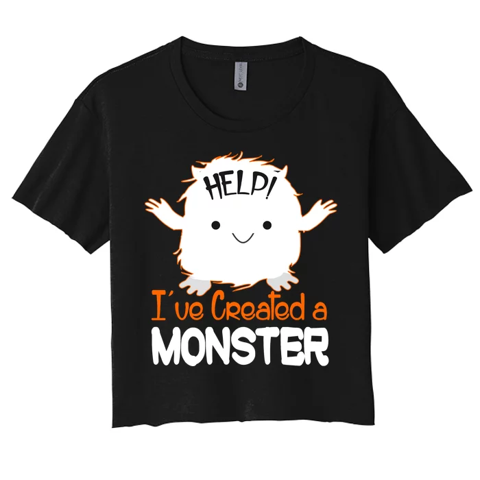 Help I've Created a Monster Funny Halloween Women's Crop Top Tee