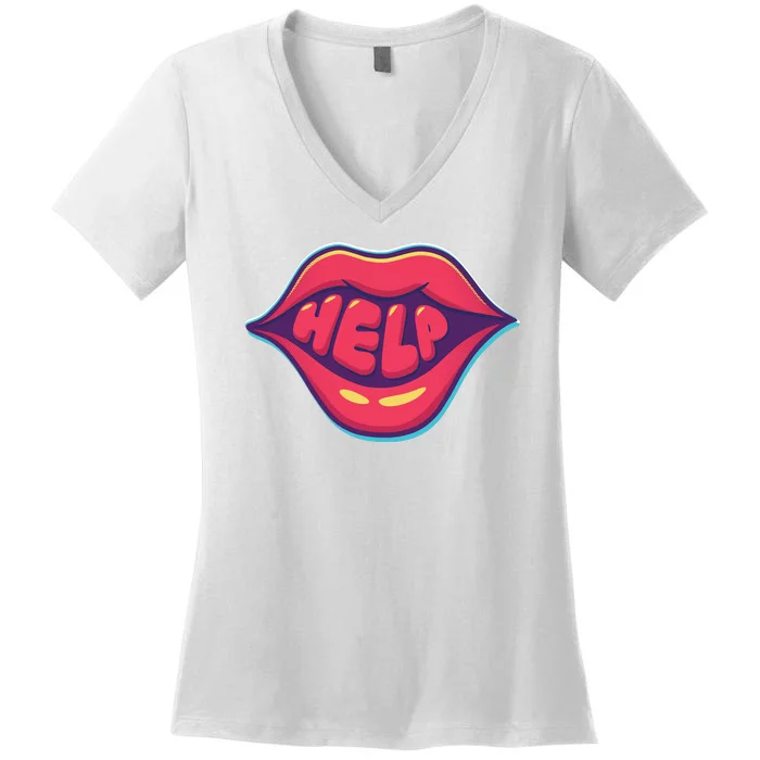 Help Lips Women's V-Neck T-Shirt