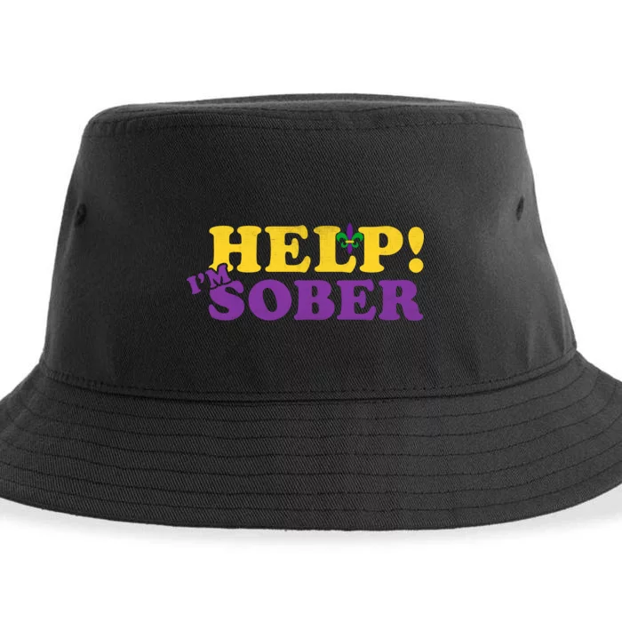 Help Me I'm Sober Mardi Gras Sustainable Bucket Hat