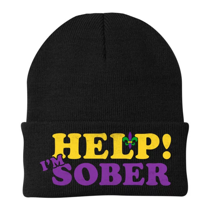 Help Me I'm Sober Mardi Gras Knit Cap Winter Beanie