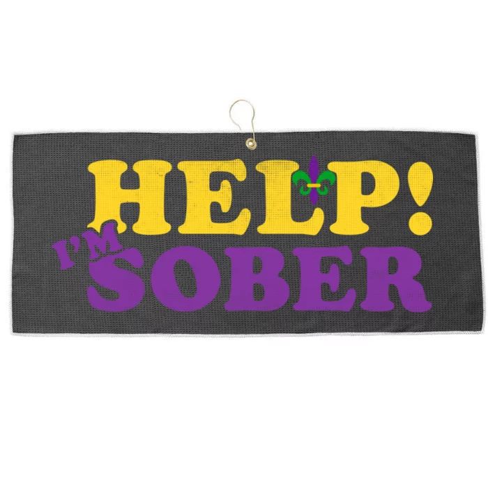 Help Me I'm Sober Mardi Gras Large Microfiber Waffle Golf Towel