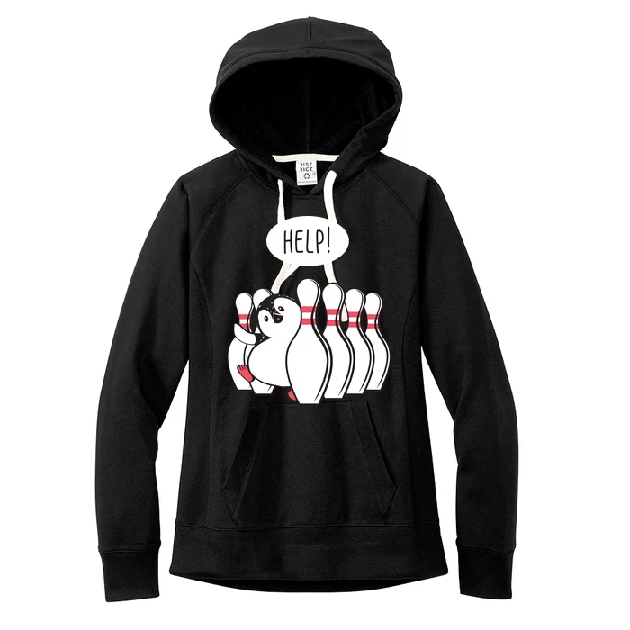 Help Penguin Bowling Pin Women's Fleece Hoodie