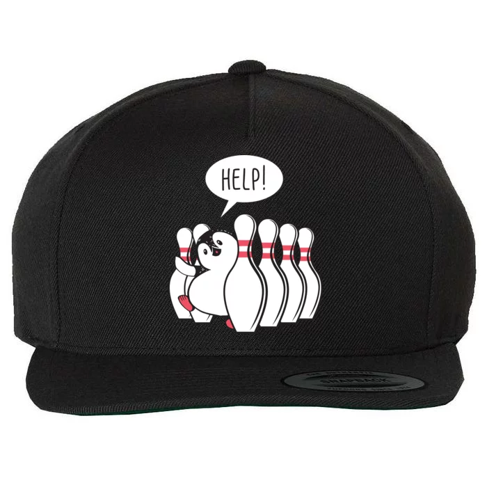 Help Penguin Bowling Pin Wool Snapback Cap