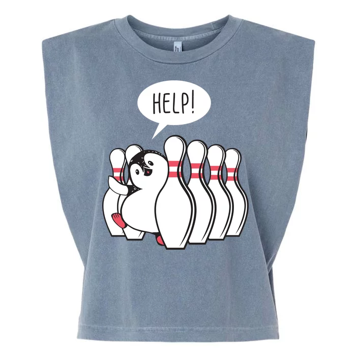 Help Penguin Bowling Pin Garment-Dyed Women's Muscle Tee