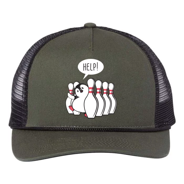 Help Penguin Bowling Pin Retro Rope Trucker Hat Cap