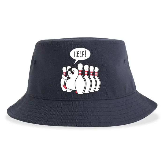 Help Penguin Bowling Pin Sustainable Bucket Hat