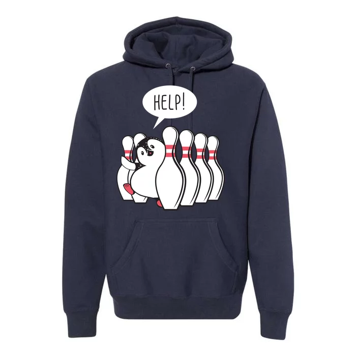 Help Penguin Bowling Pin Premium Hoodie