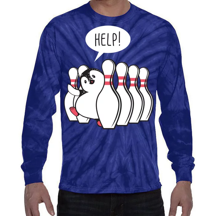 Help Penguin Bowling Pin Tie-Dye Long Sleeve Shirt