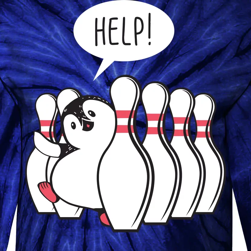 Help Penguin Bowling Pin Tie-Dye Long Sleeve Shirt