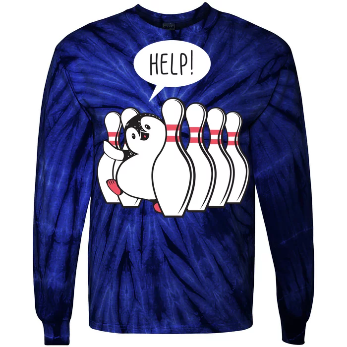 Help Penguin Bowling Pin Tie-Dye Long Sleeve Shirt