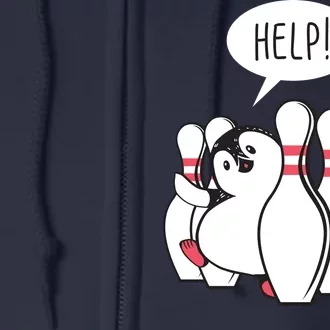 Help Penguin Bowling Pin Full Zip Hoodie