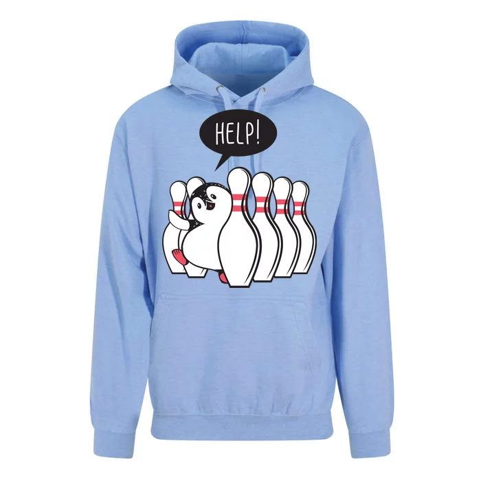 Help Penguin Bowling Pin Unisex Surf Hoodie