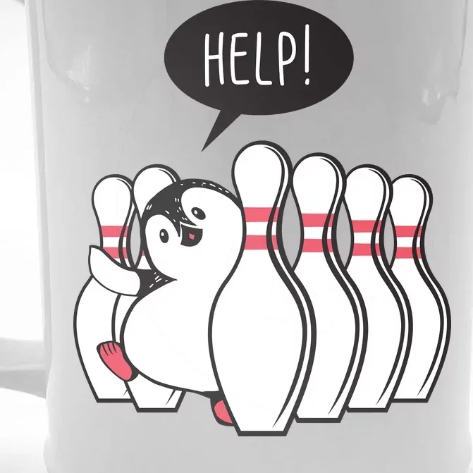 Help Penguin Bowling Pin Front & Back Beer Stein