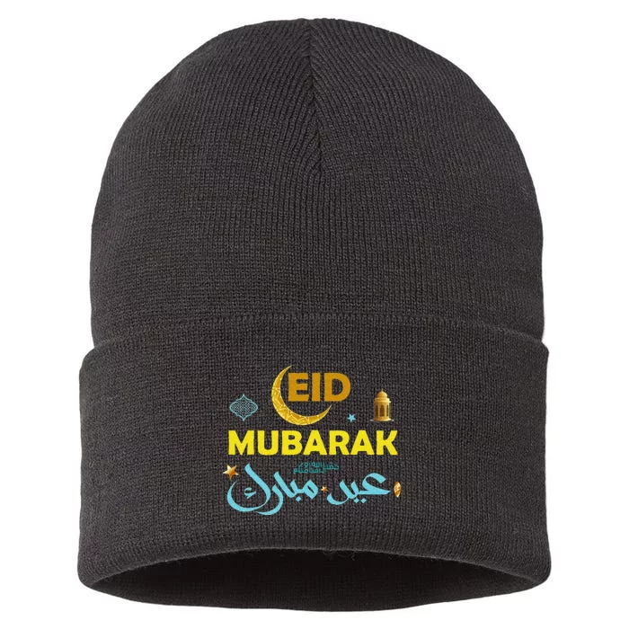 Happy Eid Mubarak For Muslim Eid al Fitr Eid al Adha Sustainable Knit Beanie