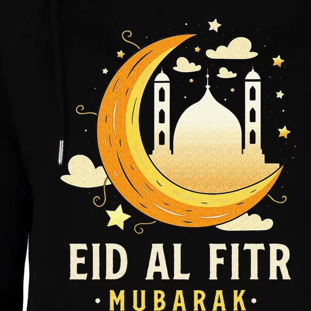 Happy Eid Mubarak for Muslim Eid al Fitr Womens Funnel Neck Pullover Hood