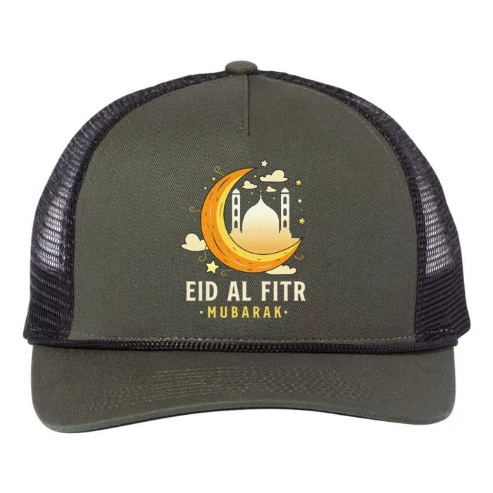 Happy Eid Mubarak for Muslim Eid al Fitr Retro Rope Trucker Hat Cap