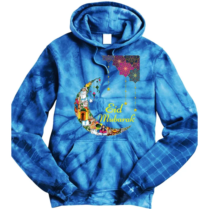 Happy Eid Mubarak Cool Islamic Eid Mubarak Gift Tie Dye Hoodie