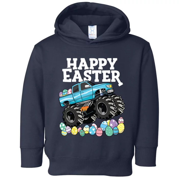 Happy Easter Monster Truck Easter Eggs Toddler Hoodie