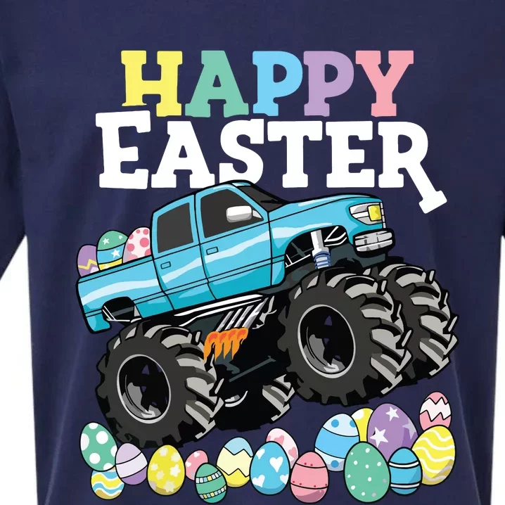 Happy Easter Monster Truck Easter Eggs Sueded Cloud Jersey T-Shirt