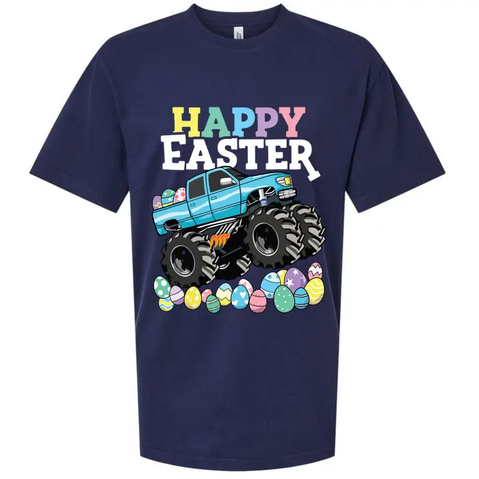 Happy Easter Monster Truck Easter Eggs Sueded Cloud Jersey T-Shirt