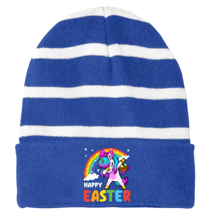 Happy Easter Magical Unicorn Squad Lenten Season Holy Week Gift Striped Beanie with Solid Band