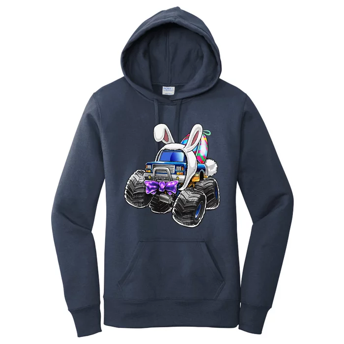 Happy Easter Monster Truck Easter Bunny Costume And Egg Women's Pullover Hoodie