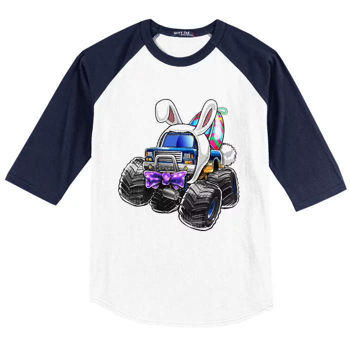 Happy Easter Monster Truck Easter Bunny Costume And Egg Baseball Sleeve Shirt